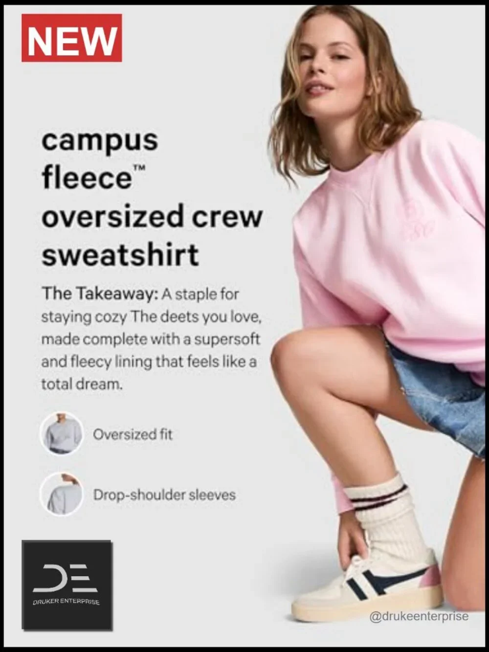 Oversized Fleece Crew Sweatshirt - Recycled Materials